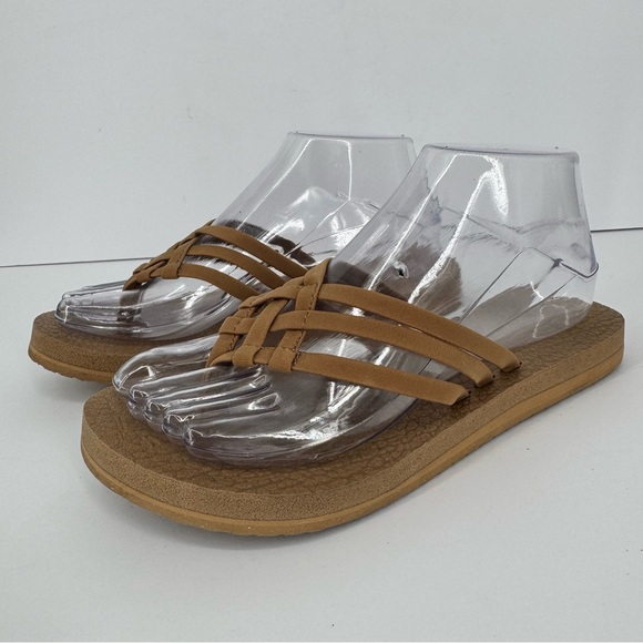 Sanuk Shoes - Sanuk Women Tobacco Brown Tan Beige Yoga Sandy Sandals Comfort Casual Everyday 6
